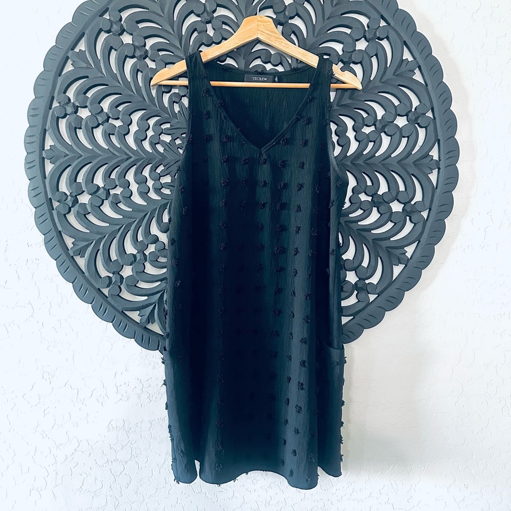 TECREW Black on Black Polka Dot Sleeveless Swing Dress